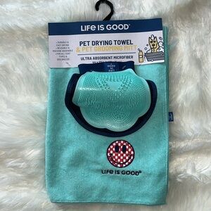 🆕 Life is Good Microfiber Pet Towel and Grooming Mitt Set